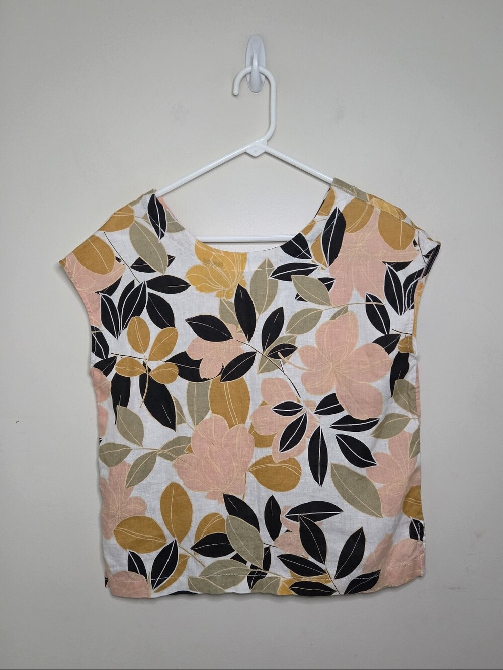 Women's Rachel Zoe 100% Linen Floral Print Top Sz Small